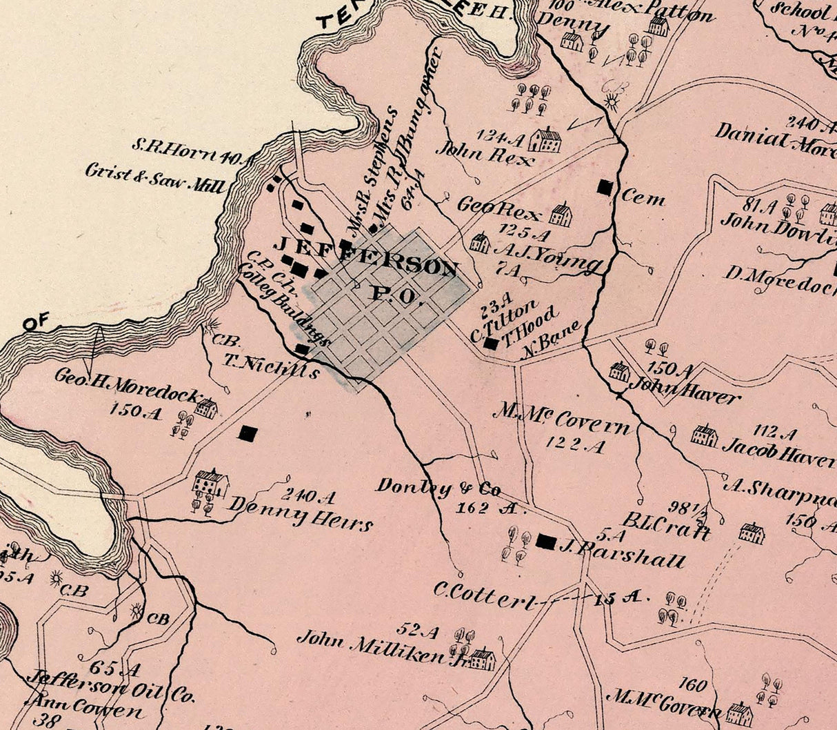 1876 Map of Jefferson Township Greene County Pennsylvania