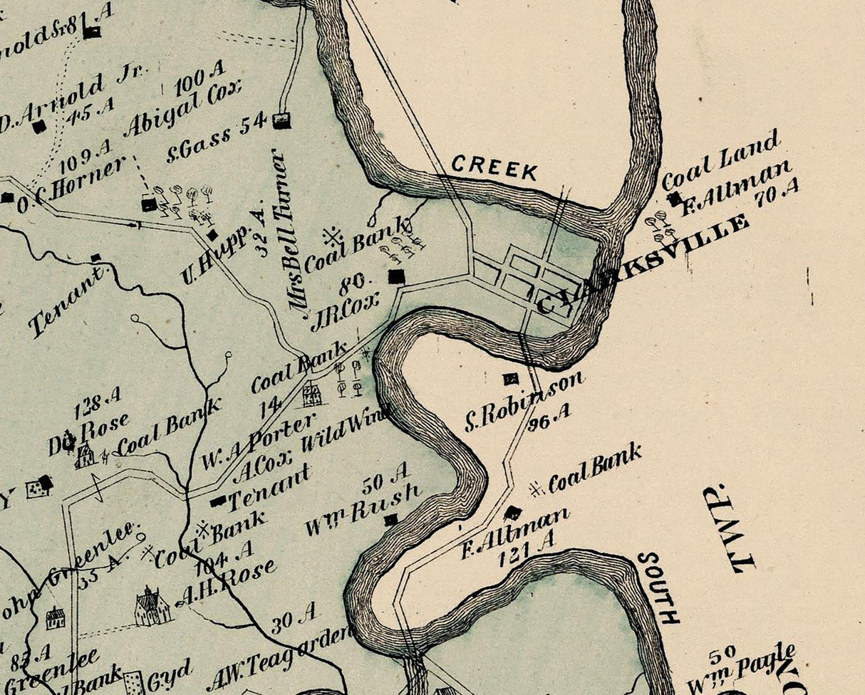 1876 Map of Morgan Township Greene County Pennsylvania