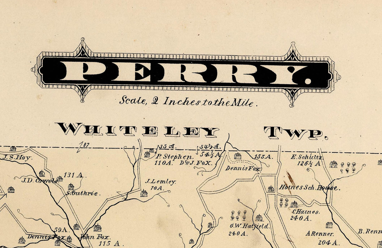 1876 Map of Perry Township Greene County Pennsylvania
