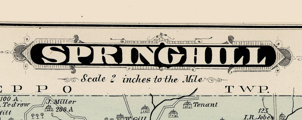 1876 Map of Springhill Township Greene County Pennsylvania