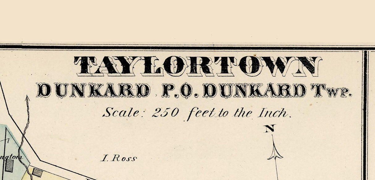 1876 Map of Taylortown Greene County Pennsylvania Clarksville