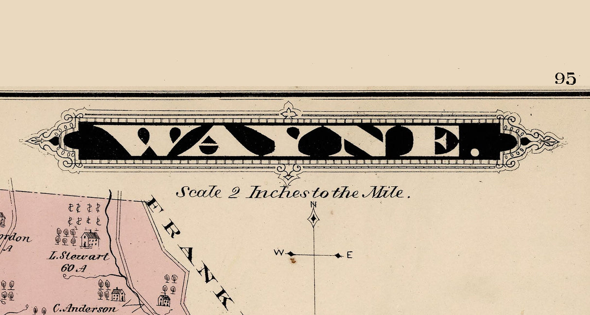 1876 Map of Wayne Township Greene County Pennsylvania