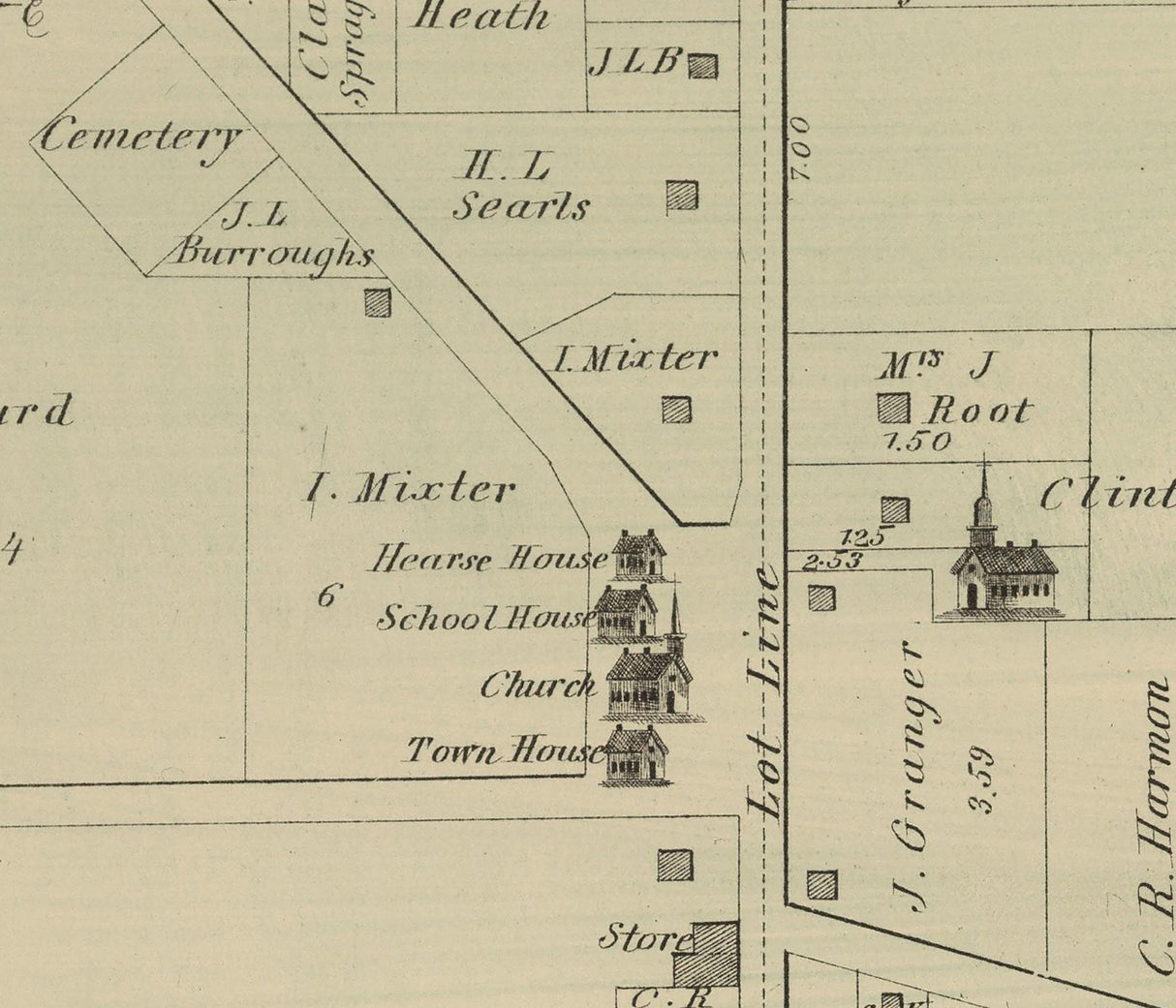 1874 Map of Aurora Center Portage County Ohio