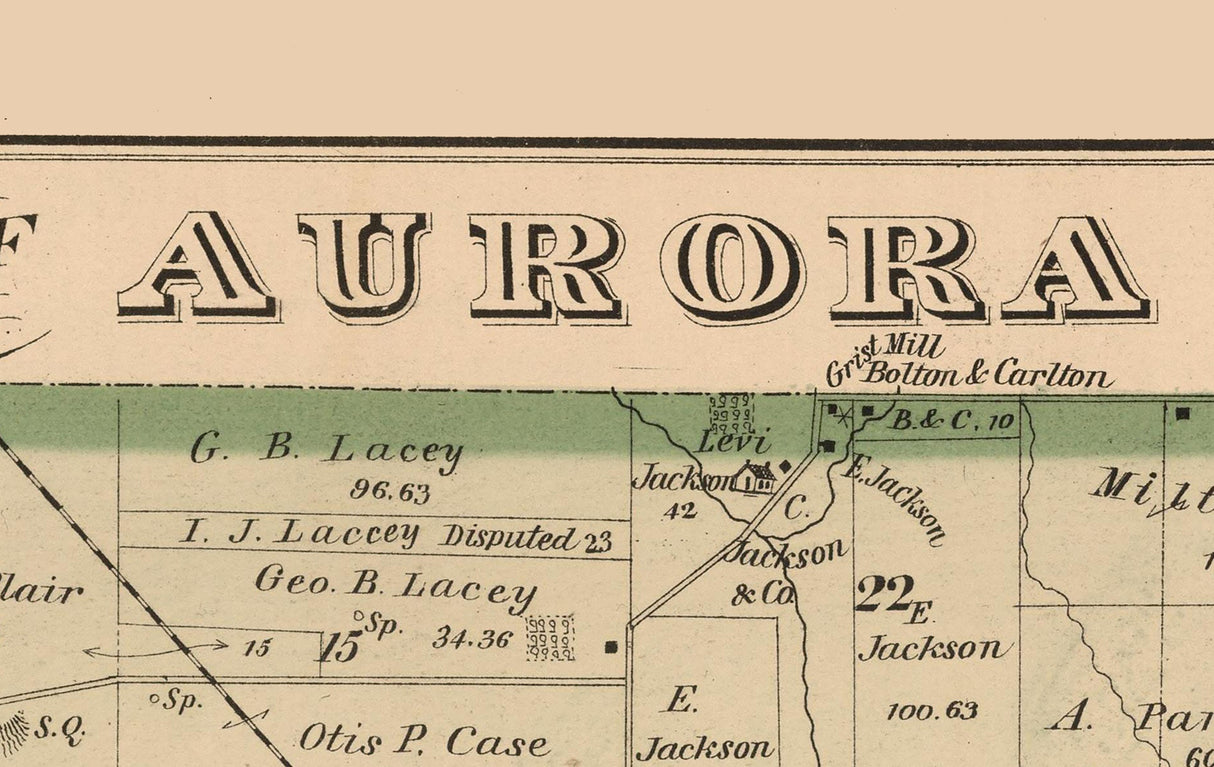 1874 Map of Aurora Township Portage County Ohio