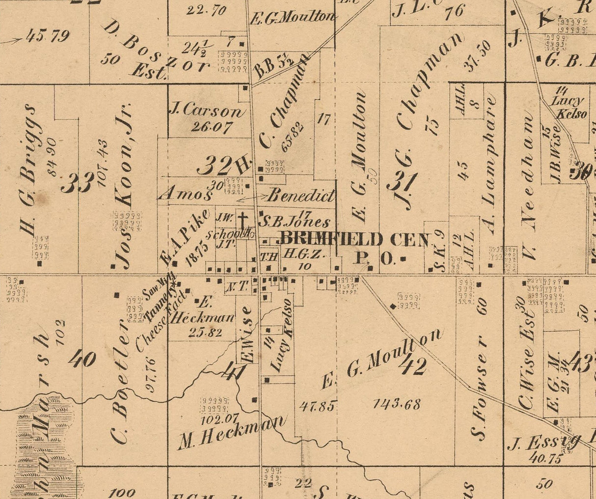 1874 Map of Brimfield Township Portage County Ohio