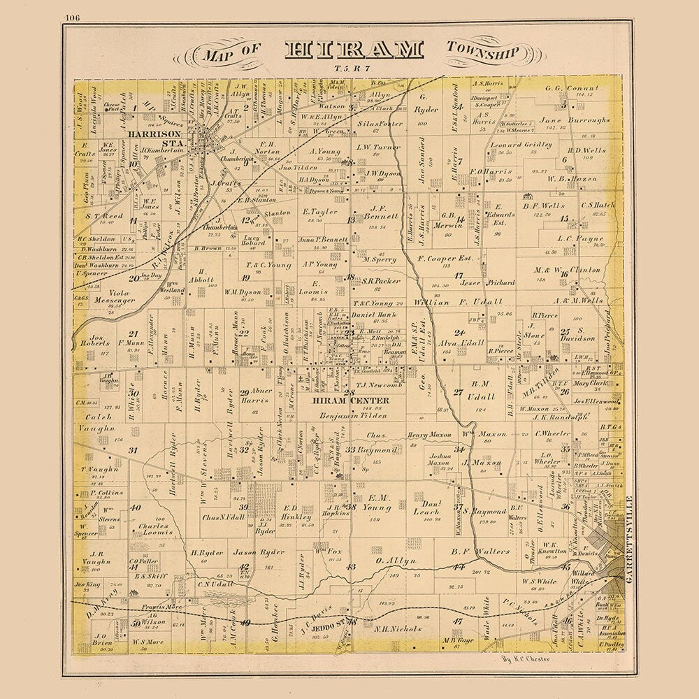 1874 Map of Hiram Township Portage County Ohio