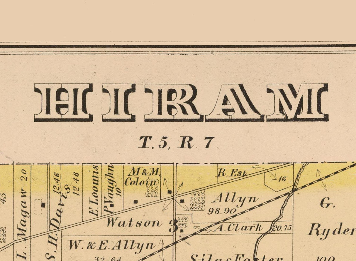 1874 Map of Hiram Township Portage County Ohio