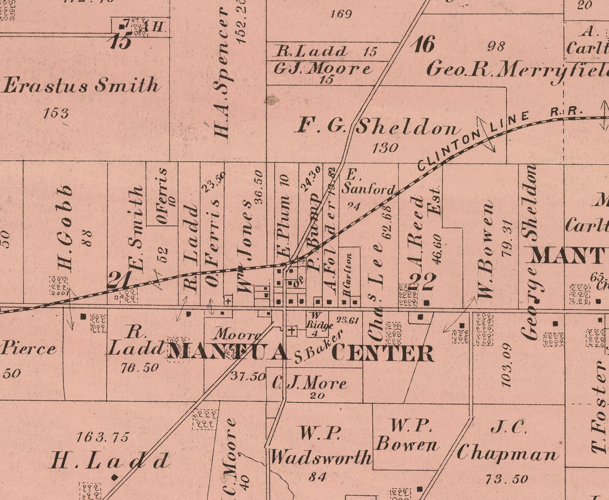 1874 Map of Mantua Township Portage County Ohio