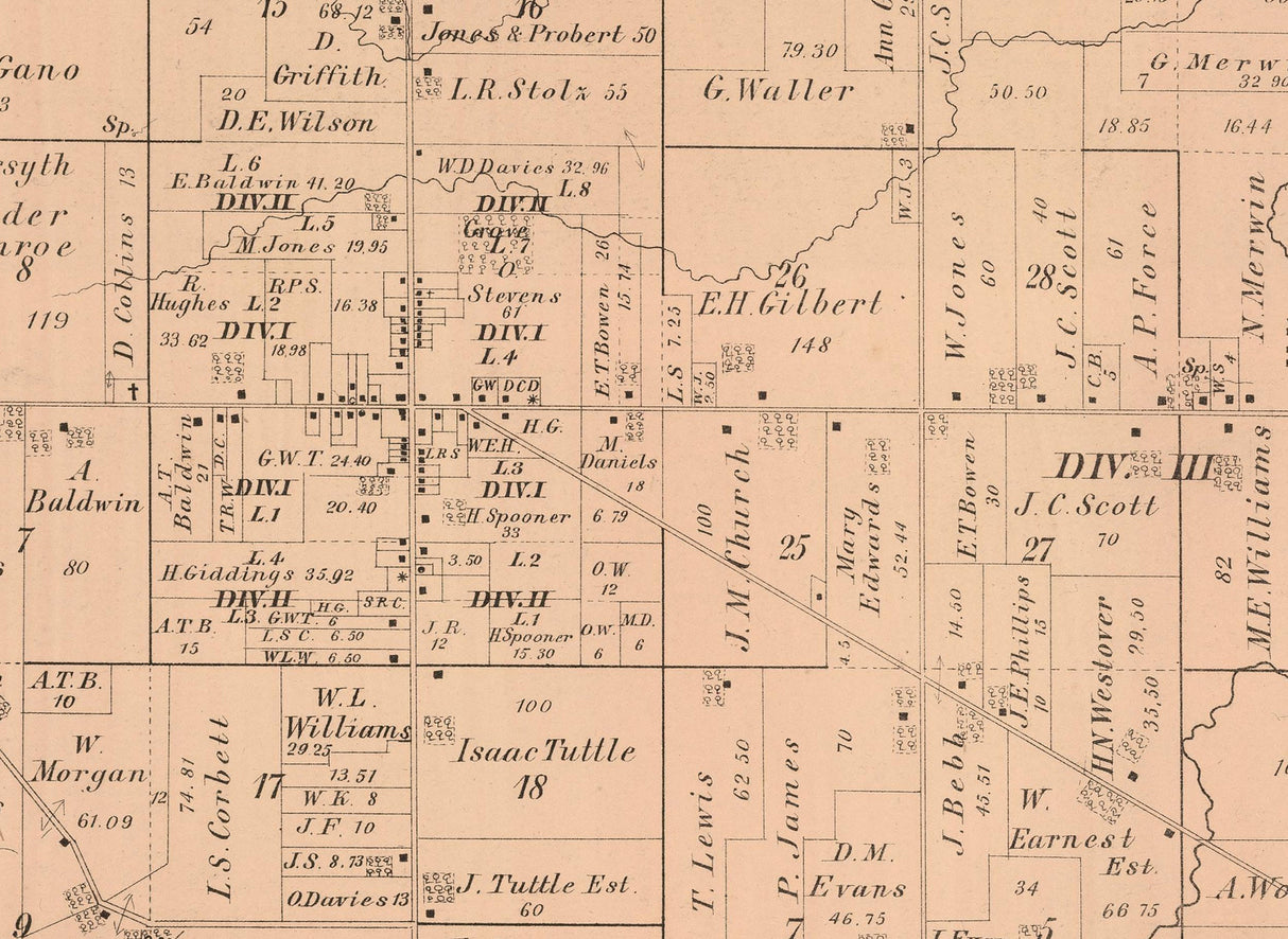 1874 Map of Palmyra Township Portage County Ohio
