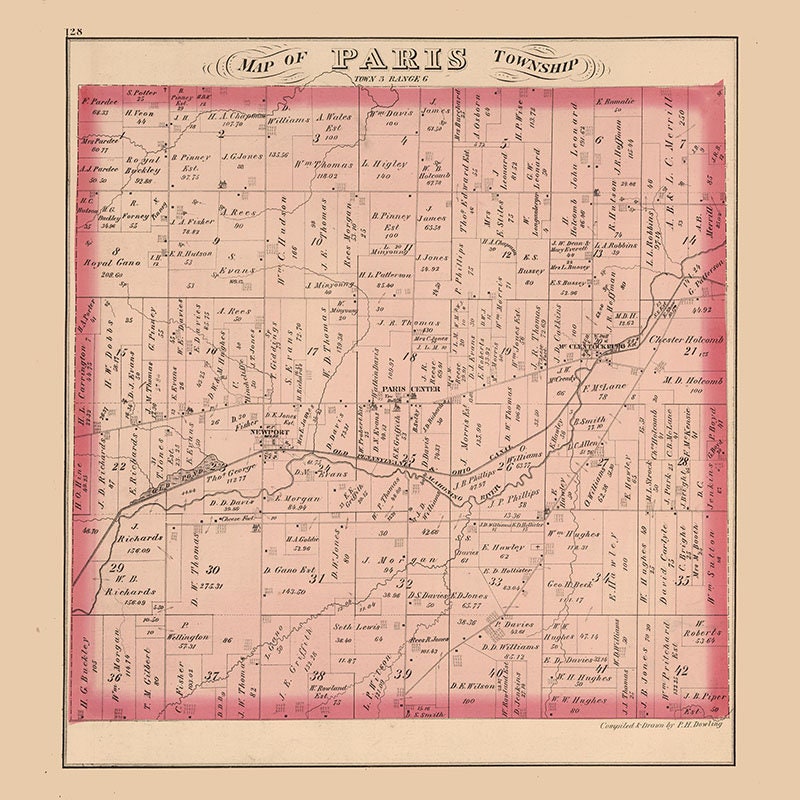 1874 Map of Paris Township Portage County Ohio