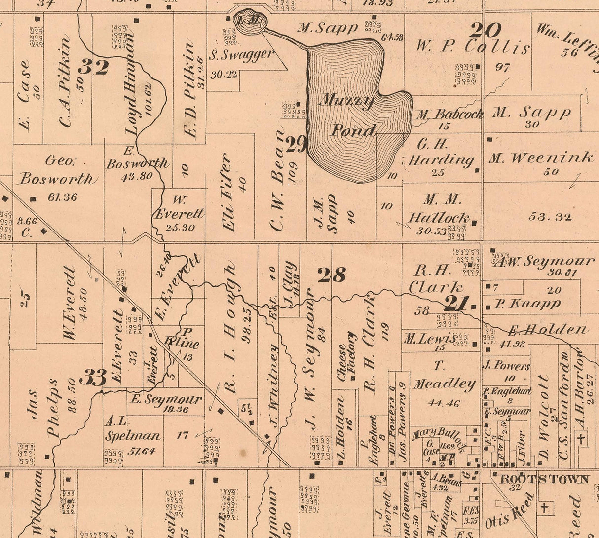 1874 Map of Rootstown Township Portage County Ohio