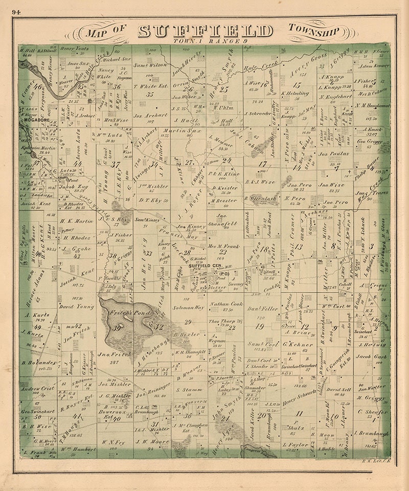 1874 Map of Suffield Township Portage County Ohio