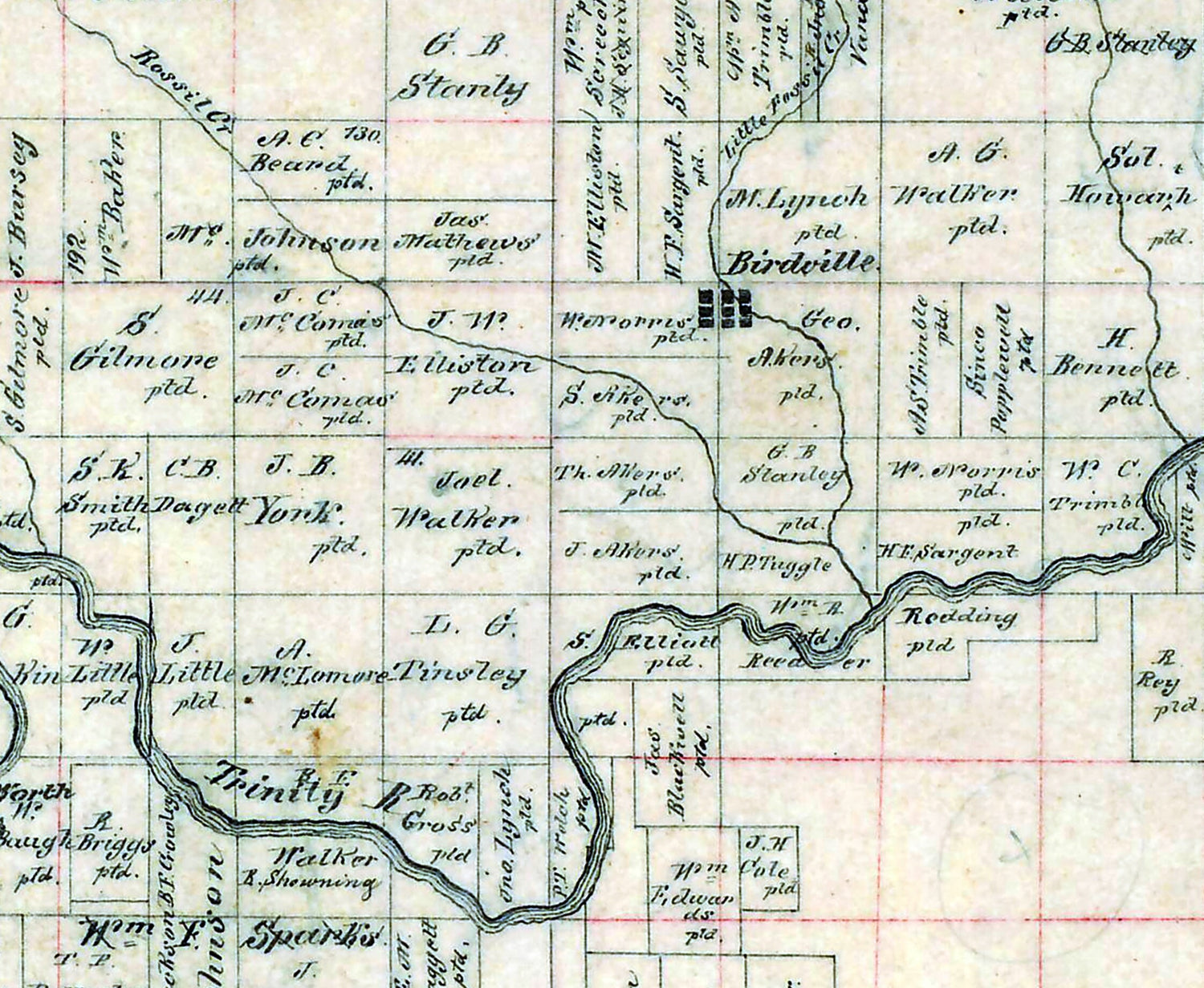 1856 Map of Tarrant County Texas Fort Worth