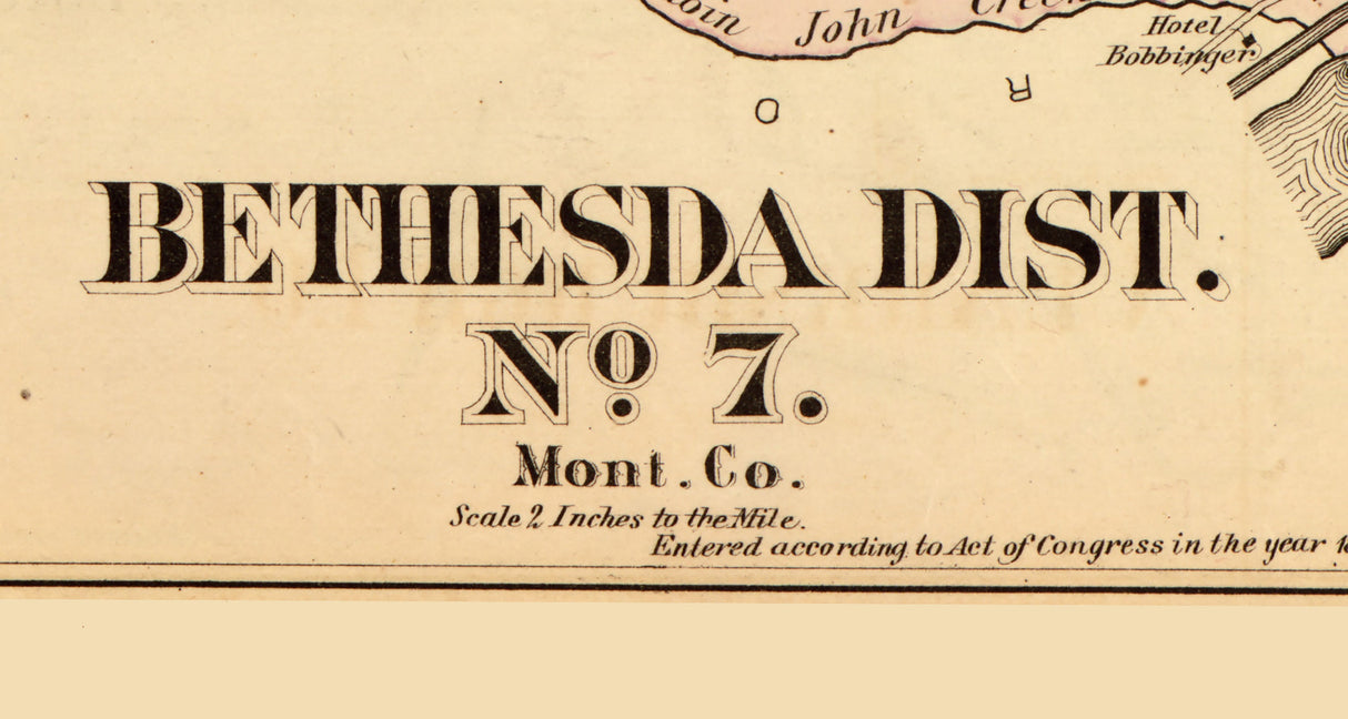 1879 Map of Bethesda District Montgomery County Maryland