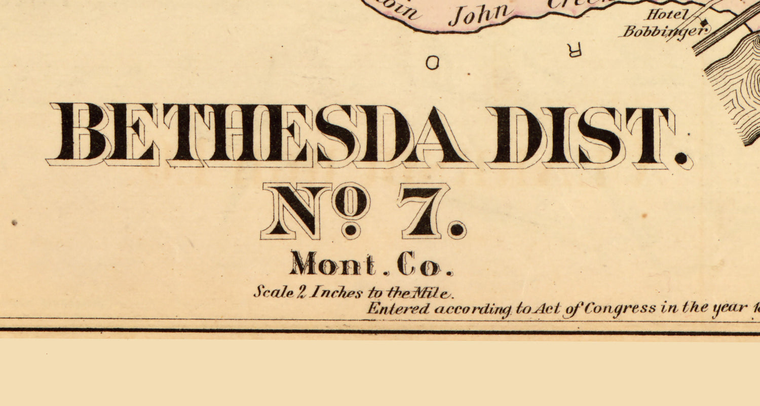1879 Map of Bethesda District Montgomery County Maryland