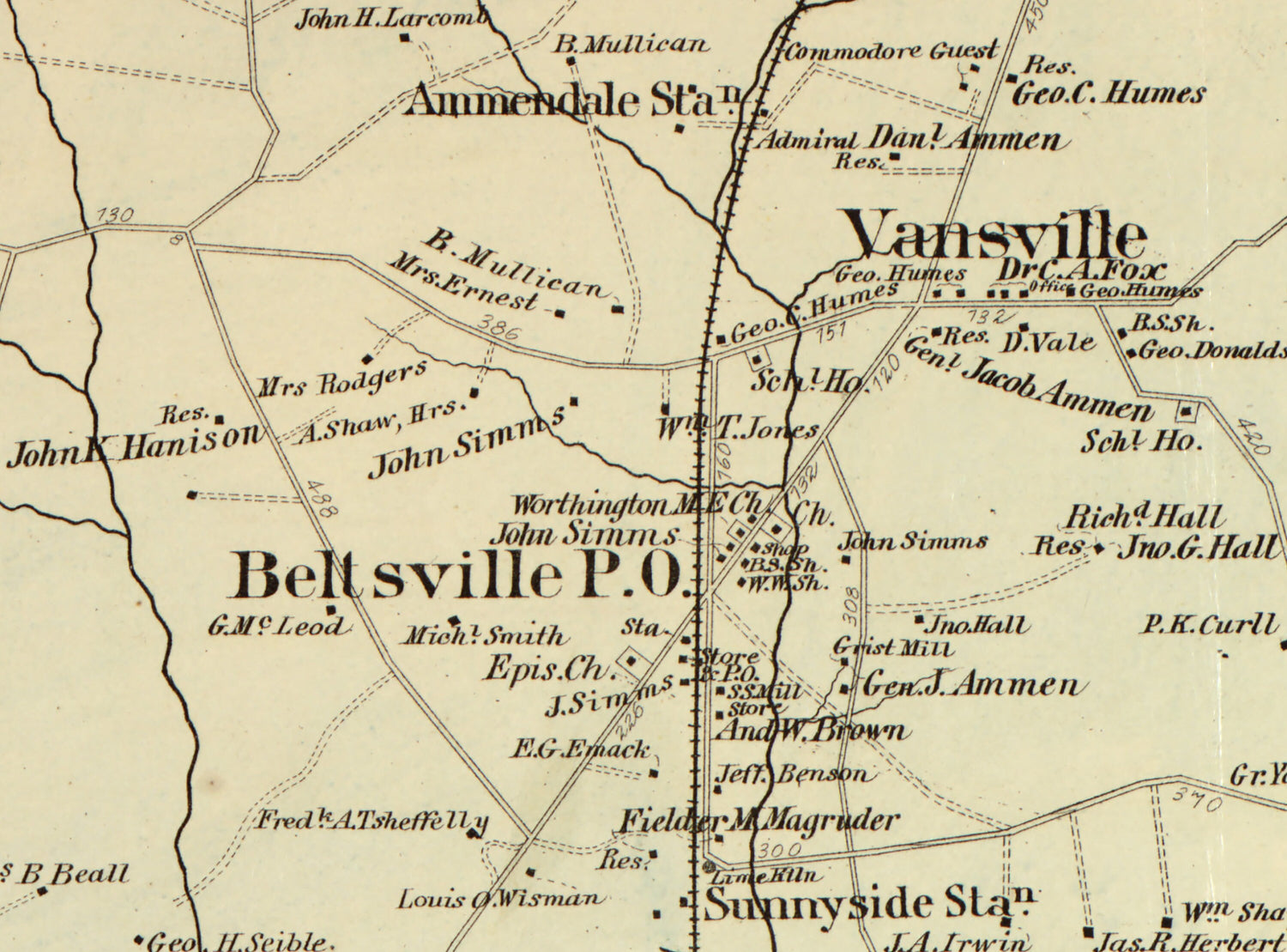 1879 Map of Vansville District Montgomery County Maryland