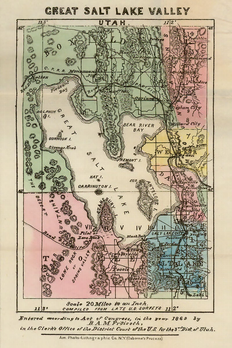 1869 Map of Great Salt Lake Utah