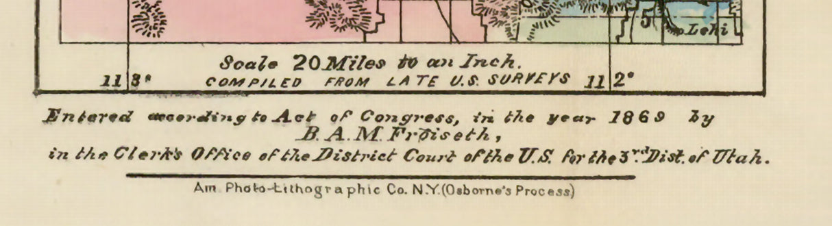 1869 Map of Great Salt Lake Utah
