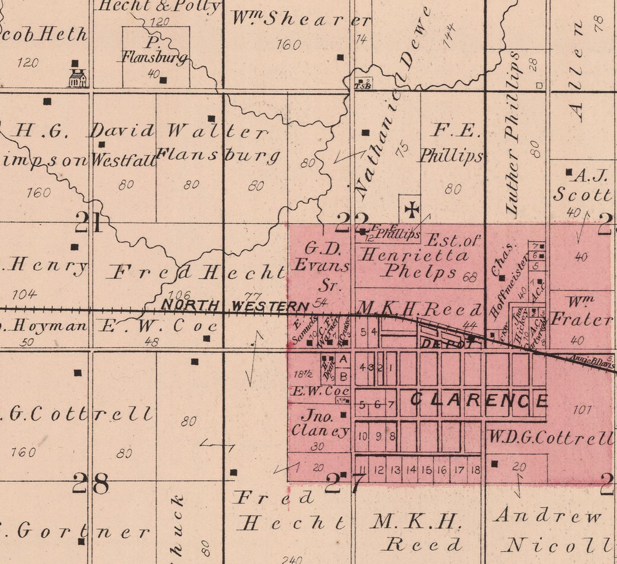 1885 Map of Dayton Township Cedar County Iowa
