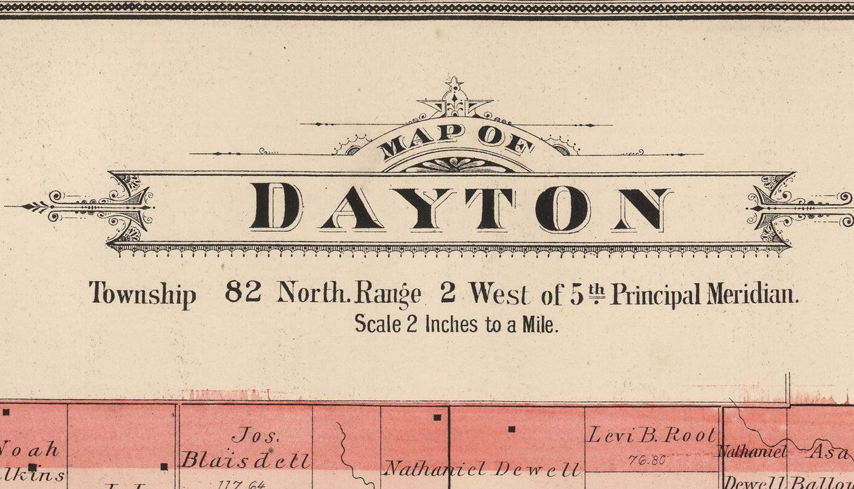 1885 Map of Dayton Township Cedar County Iowa