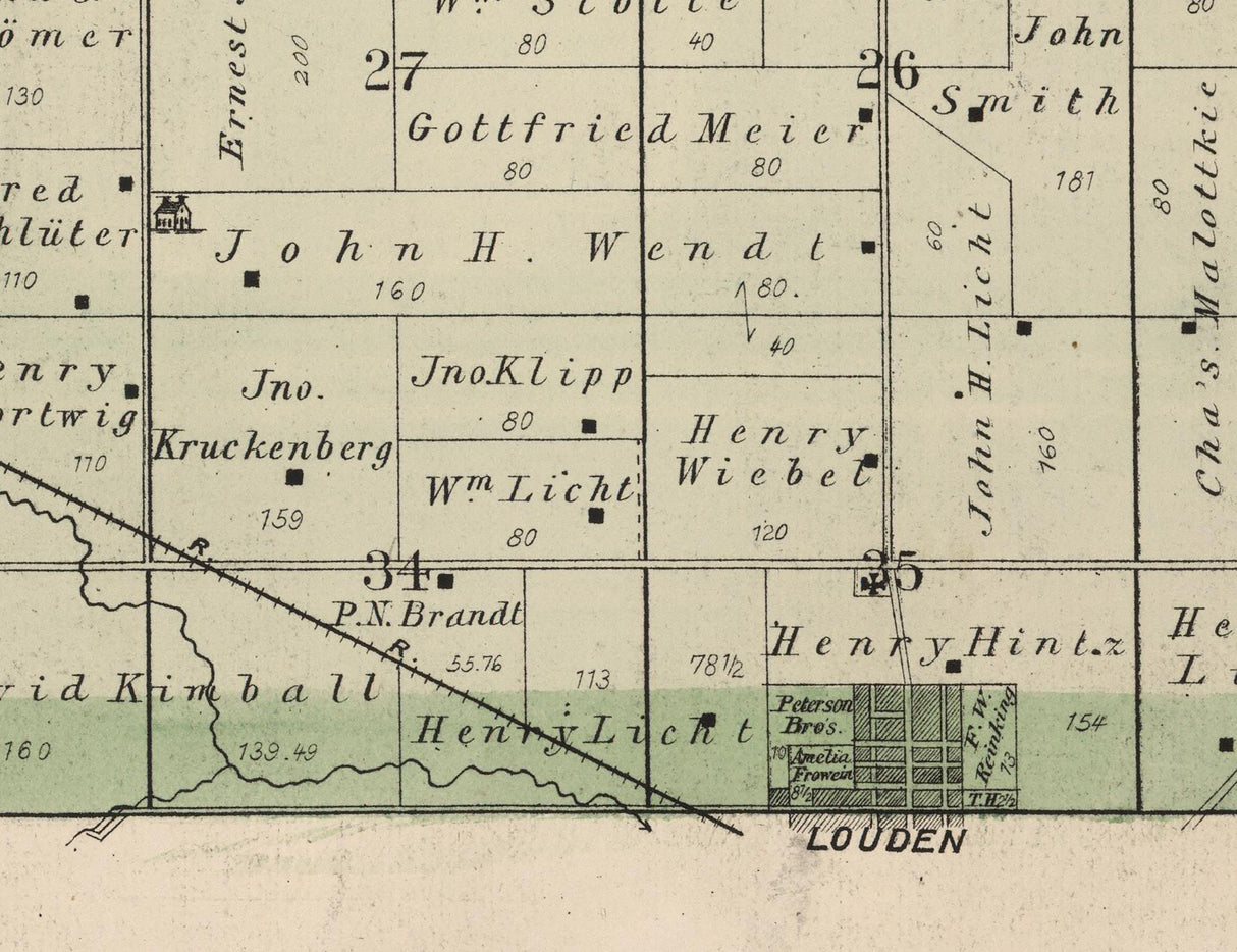 1885 Map of Massillon Township Cedar County Iowa