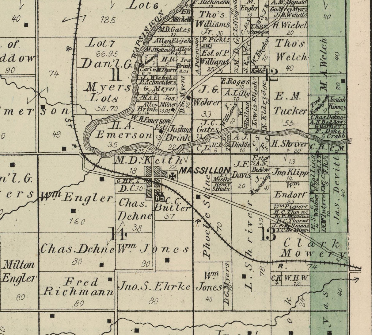 1885 Map of Massillon Township Cedar County Iowa