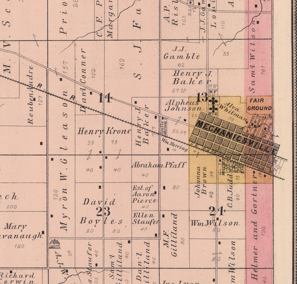 1885 Map of Pioneer Township Cedar County Iowa