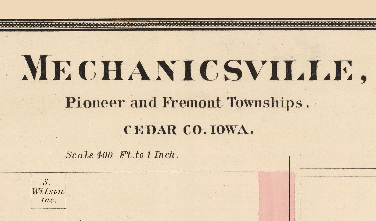 1885 Map of Mechanicsville Cedar County Iowa