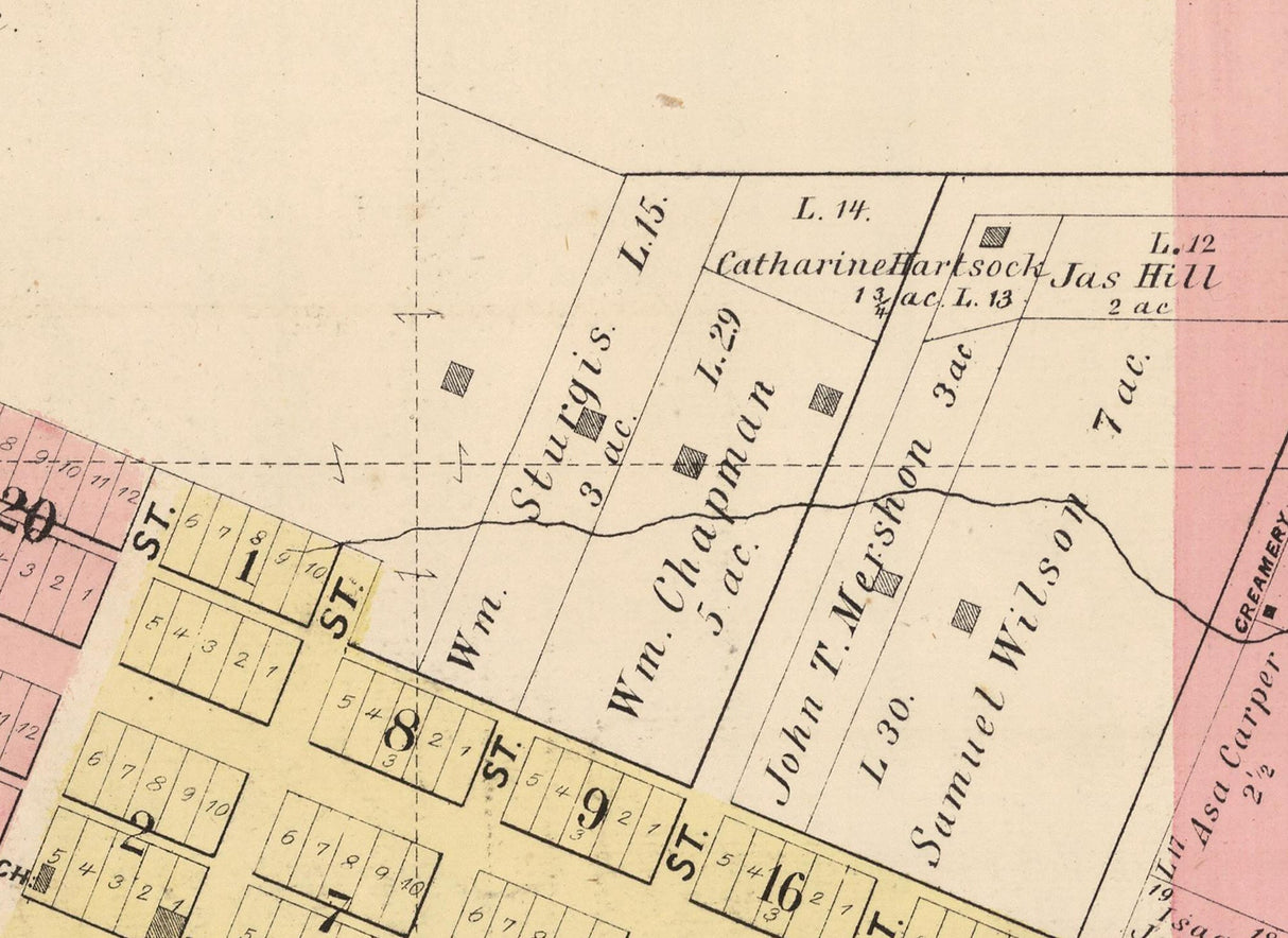 1885 Map of Mechanicsville Cedar County Iowa