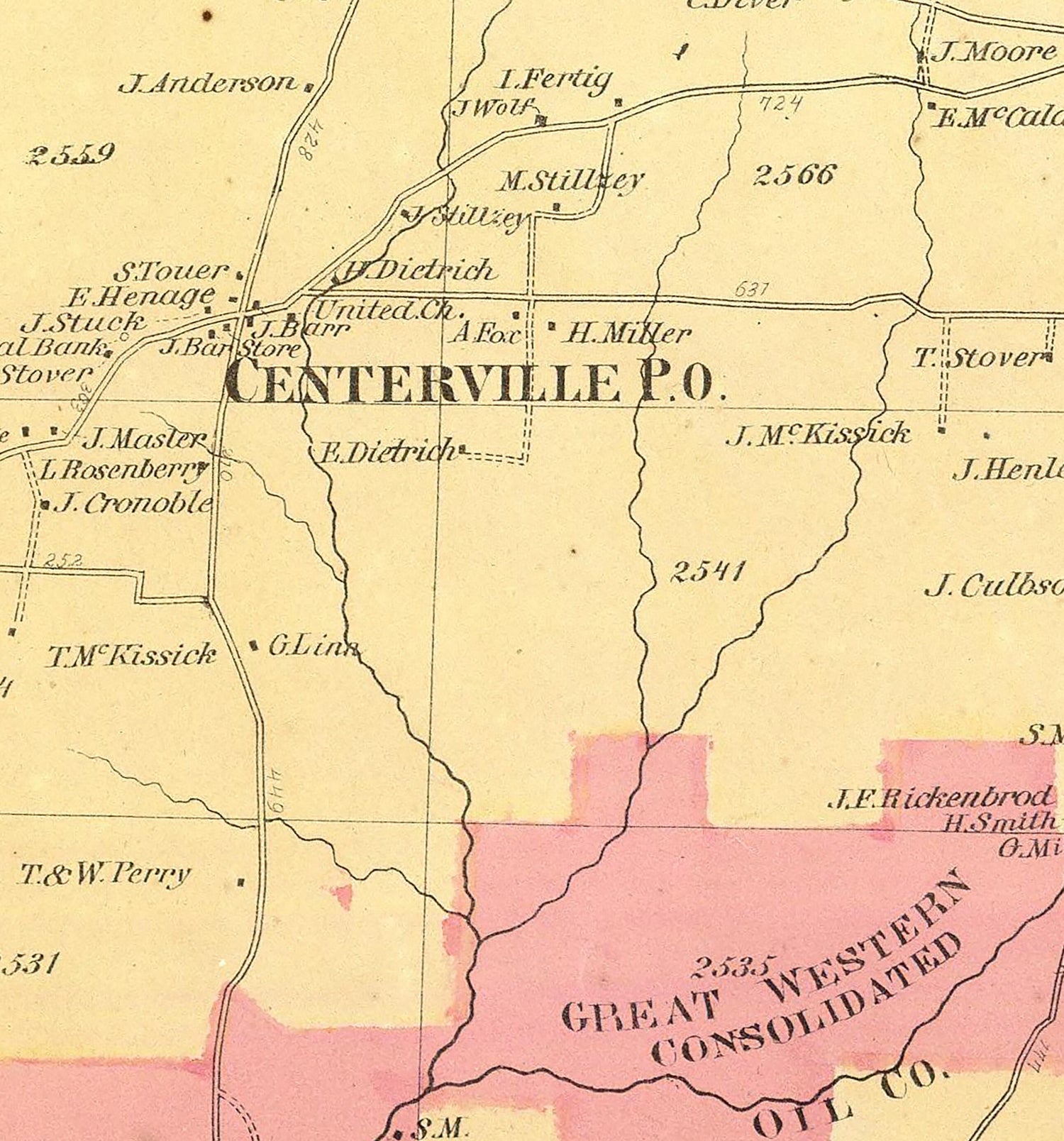 1865 Map of Pine Grove Township Venango County Pennsylvania Oil Region