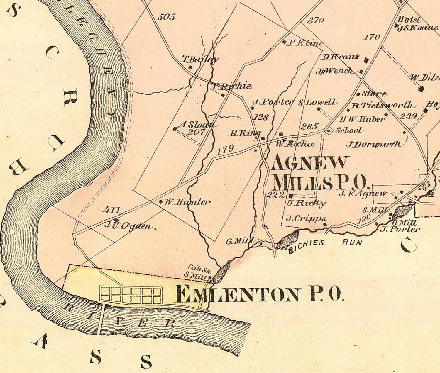 1865 Map of Richland Township Venango County Pennsylvania Oil Region