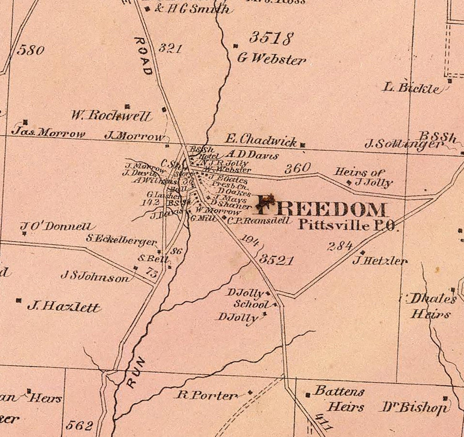 1865 Map of Rockland Township Venango County Pennsylvania Oil Region