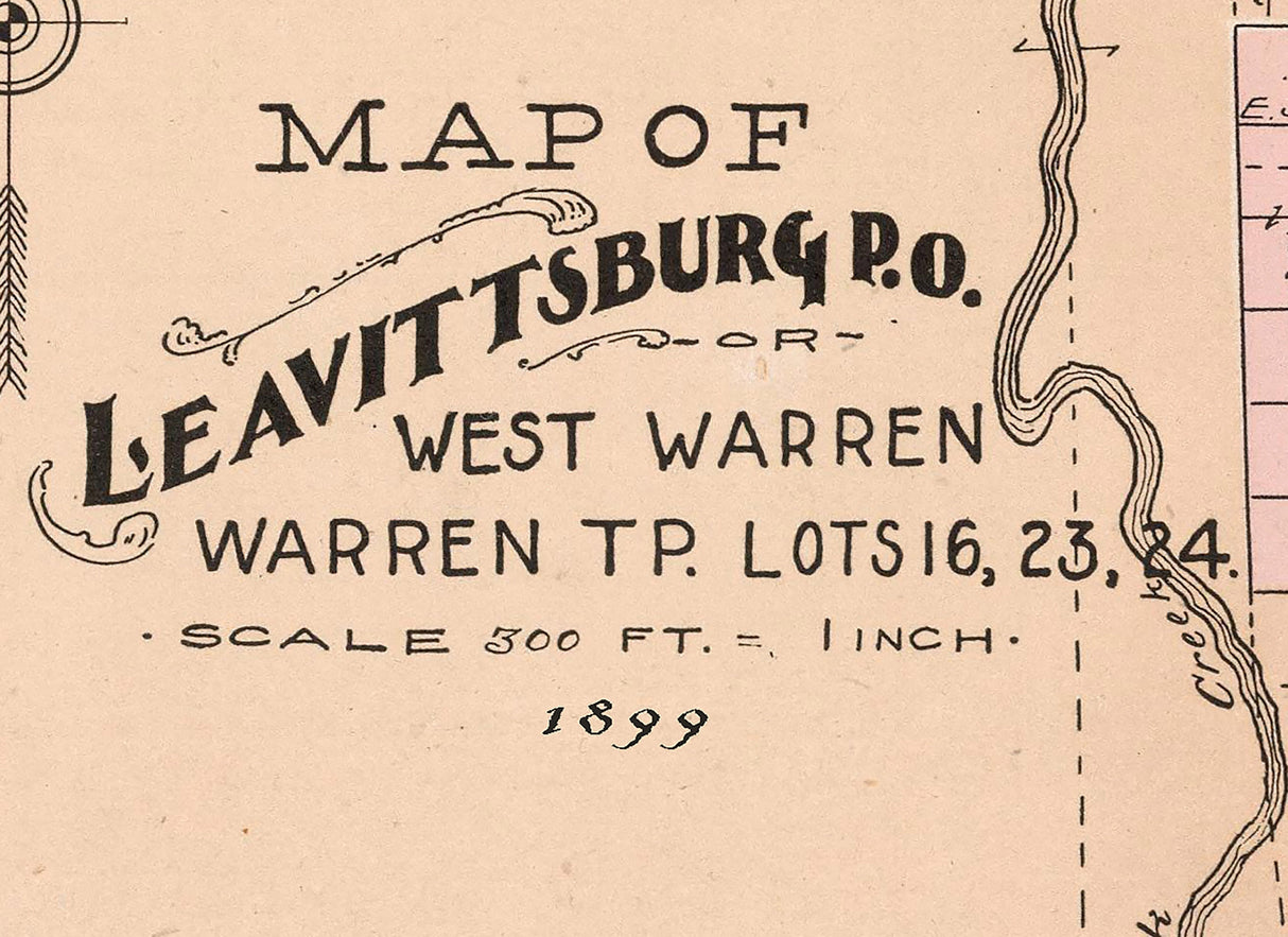 1899 Map of Leavittsburg Trumbull County Ohio