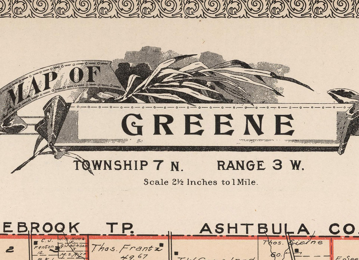 1899 Map of Greene Township Trumbull County Ohio