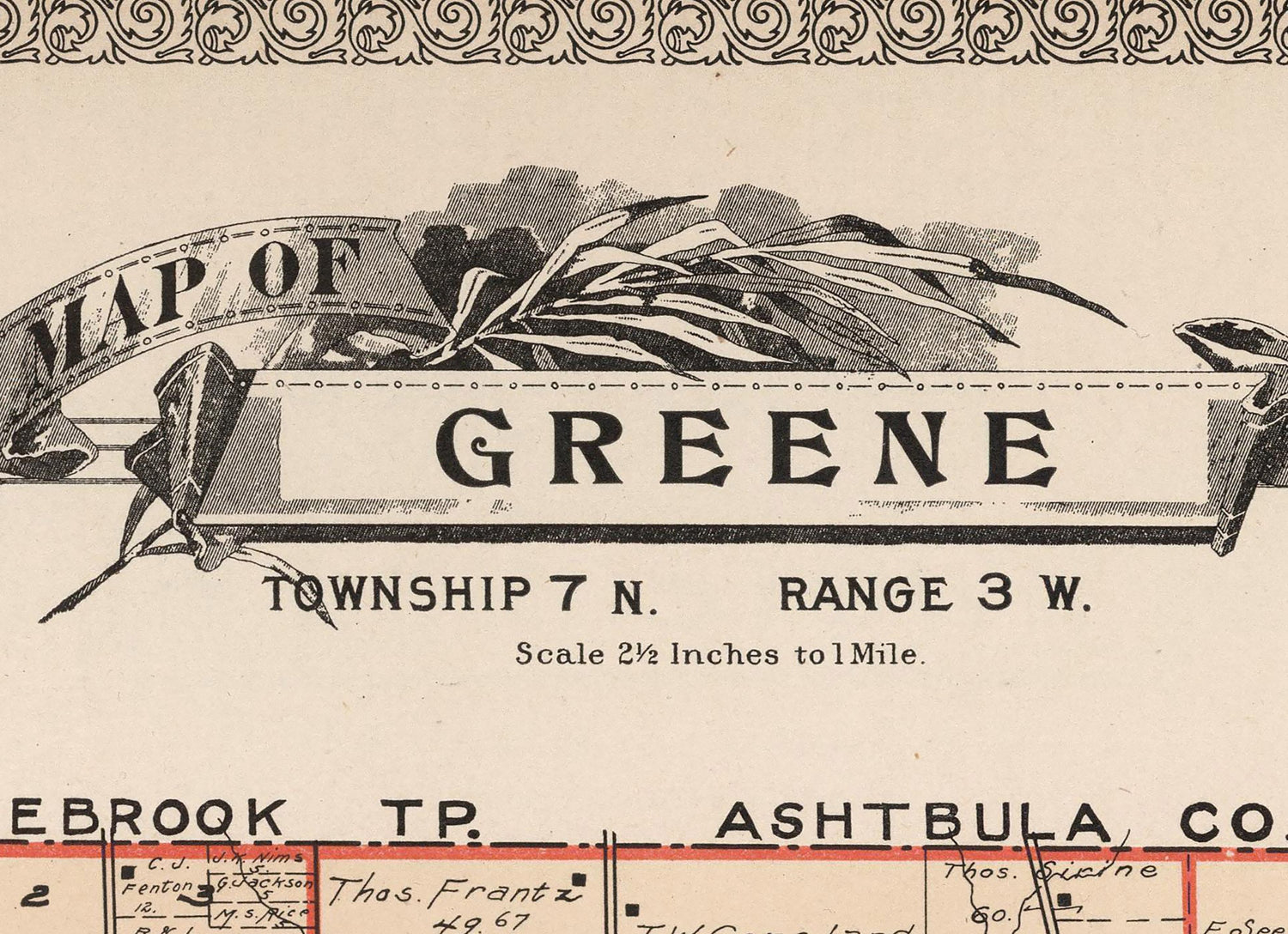 1899 Map of Greene Township Trumbull County Ohio