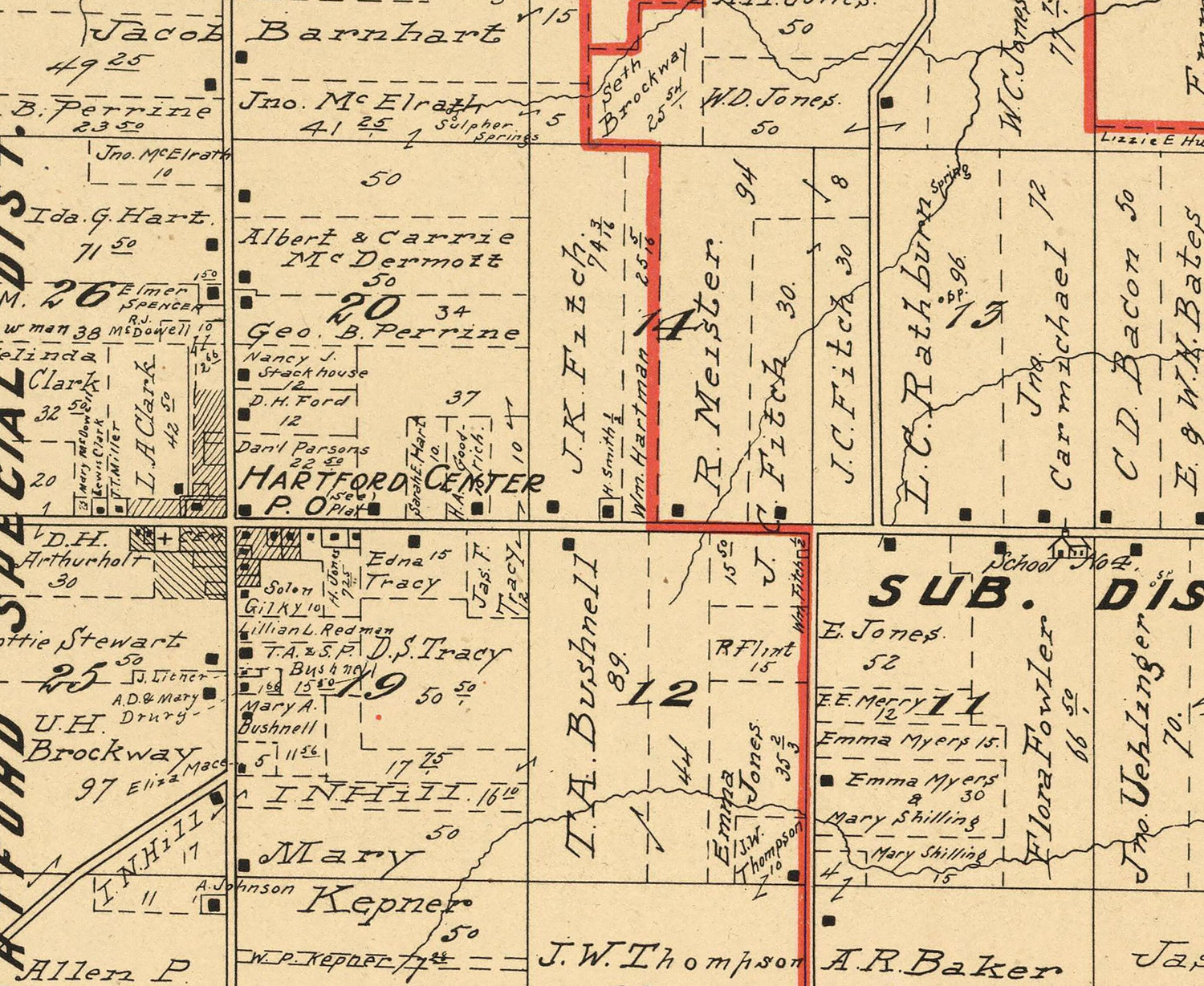 1899 Map of Hartford Township Trumbull County Ohio