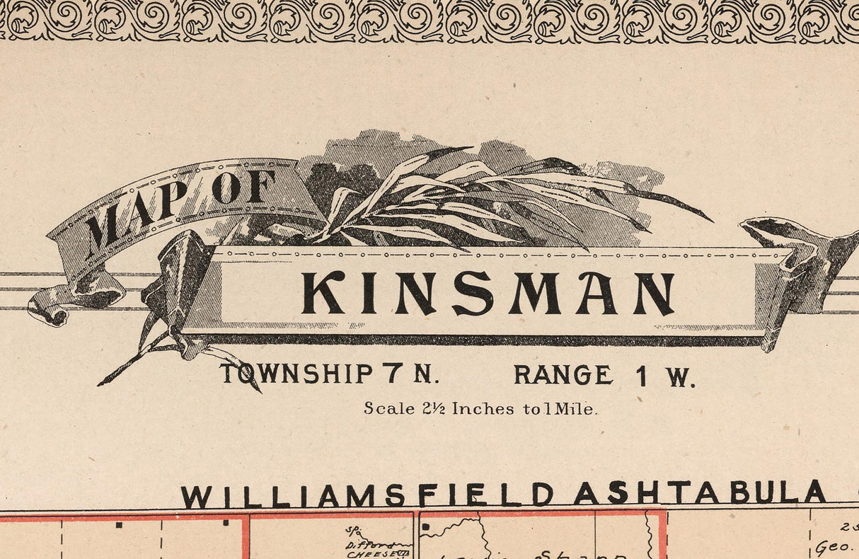 1899 Map of Kinsman Township Trumbull County Ohio