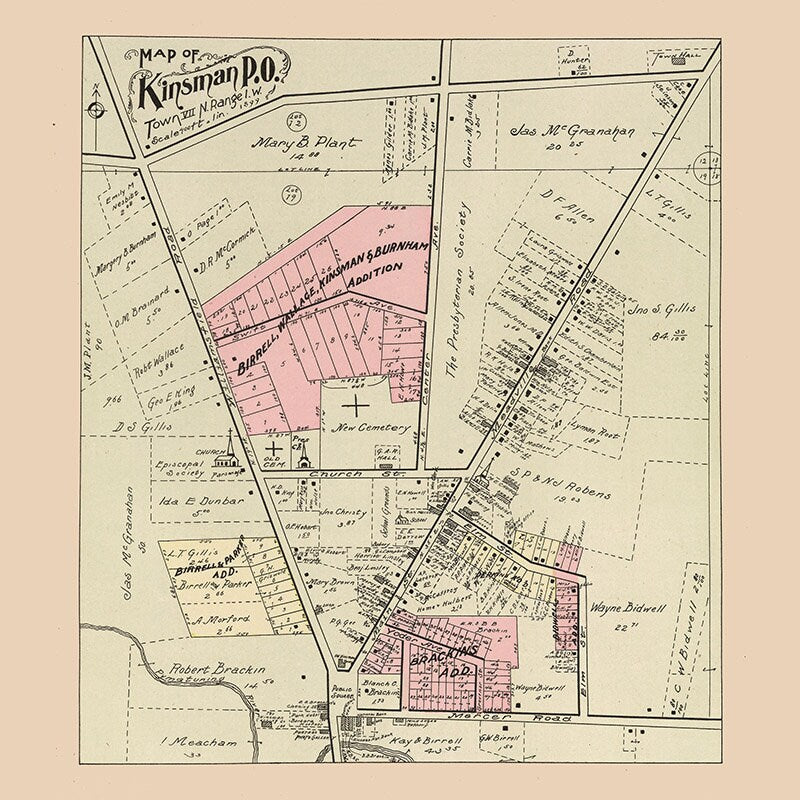 1899 Map of Kinsman Trumbull County Ohio
