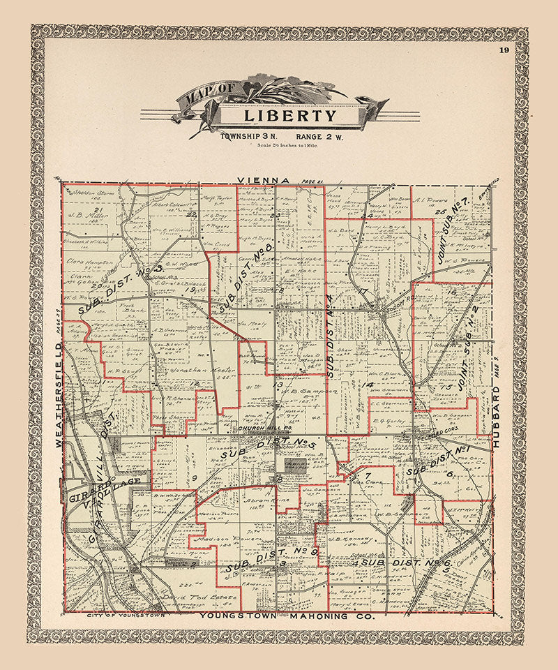 1899 Map of Liberty Township Trumbull County Ohio