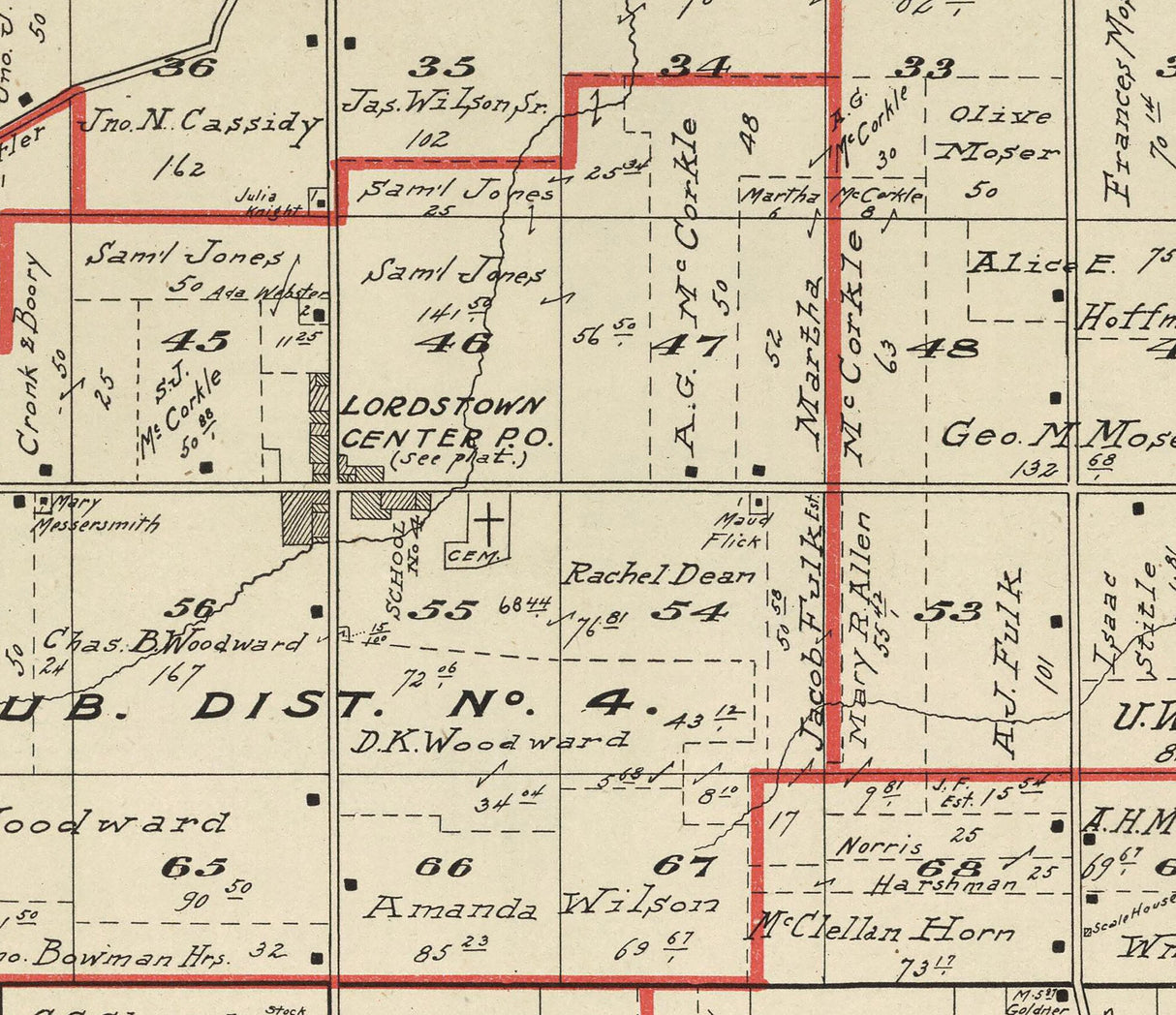 1899 Map of Lordstown Township Trumbull County Ohio