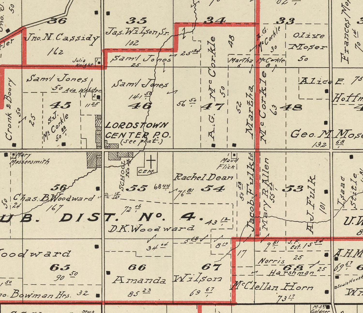 1899 Map of Lordstown Township Trumbull County Ohio