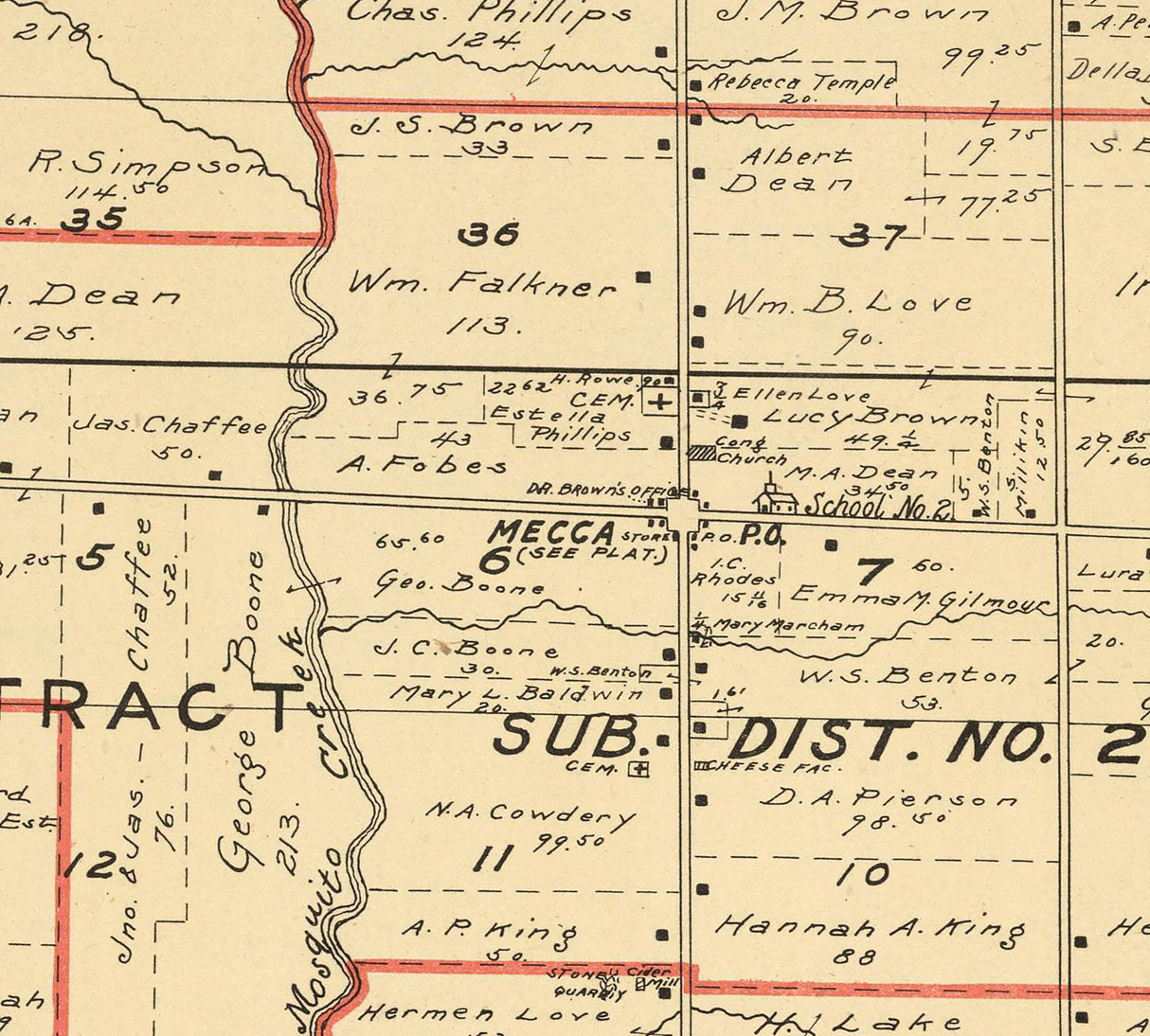 1899 Map of Mecca Township Trumbull County Ohio