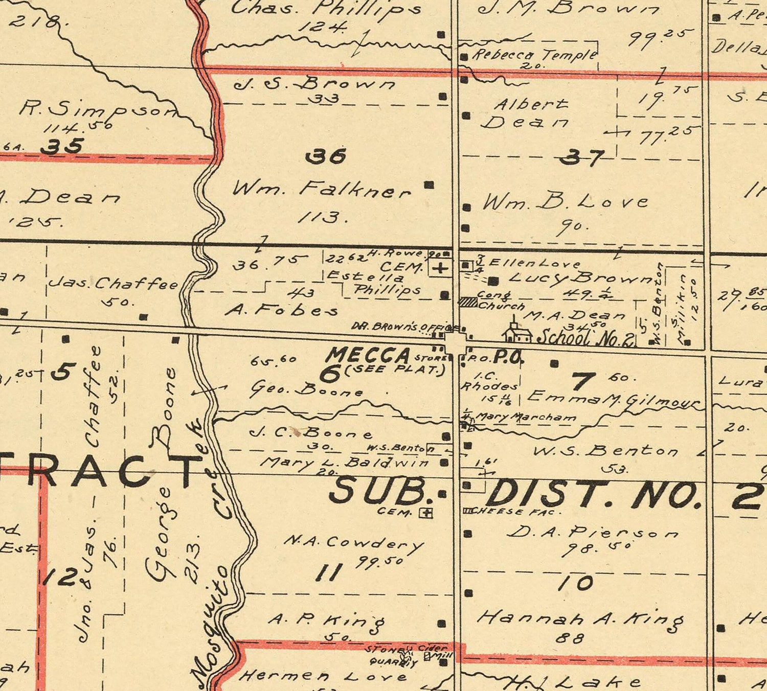 1899 Map of Mecca Township Trumbull County Ohio