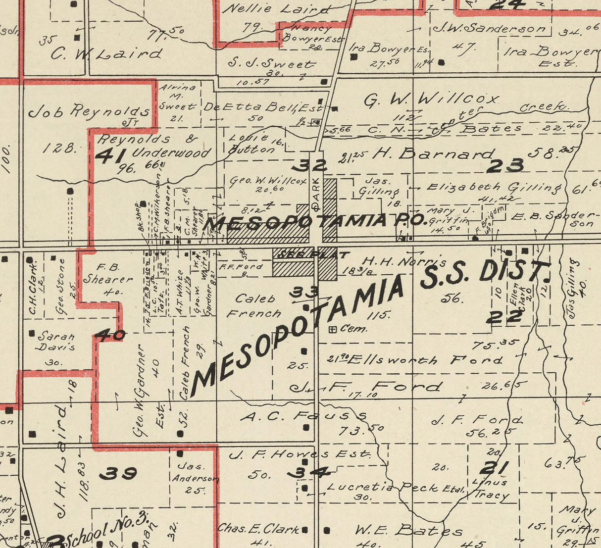 1899 Map of Mesopotamia Township Trumbull County Ohio