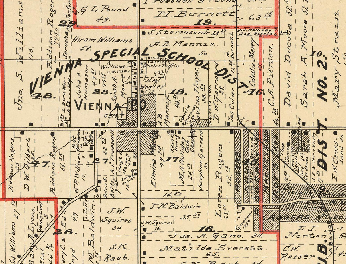 1899 Map of Vienna Township Trumbull County Ohio