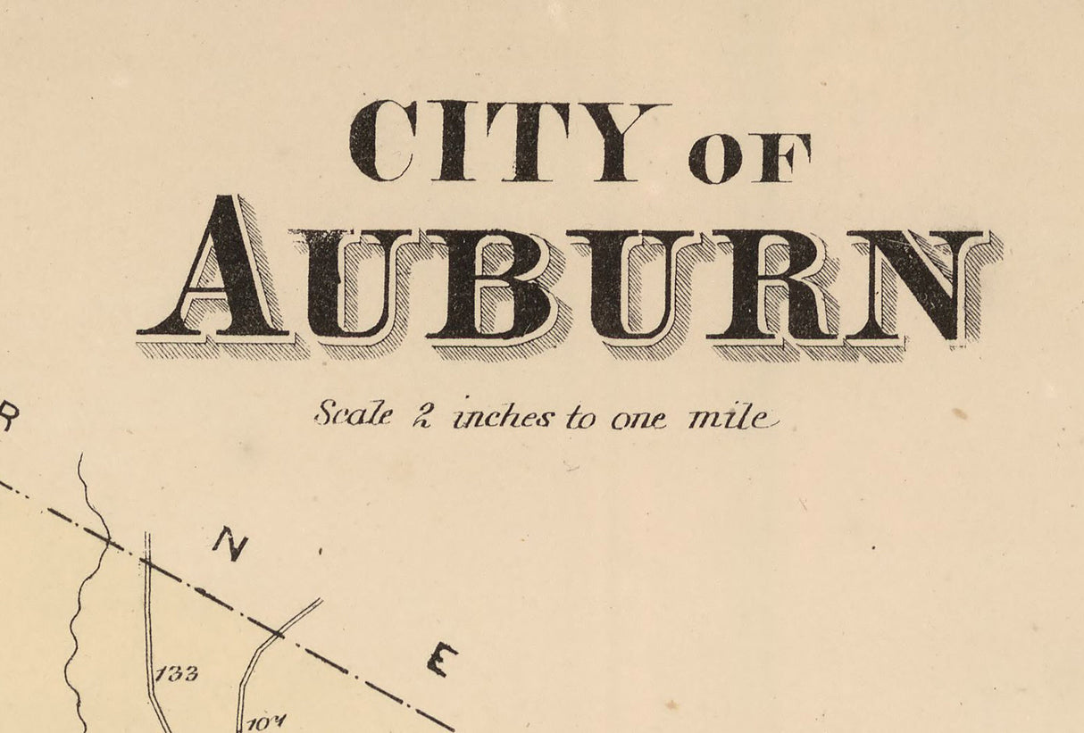 1873 Map of Auburn Androscoggin County Maine