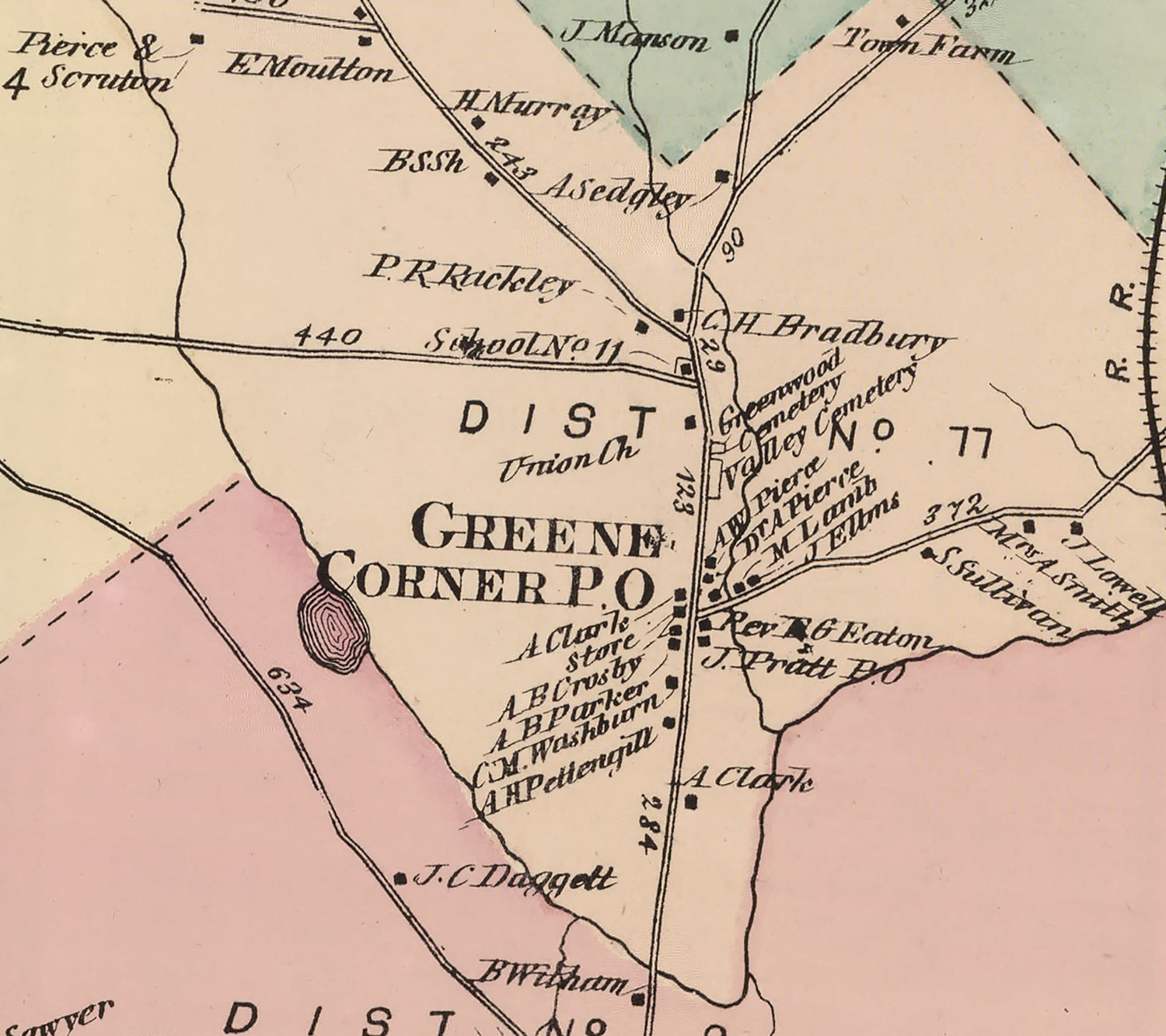 1873 Map of Greene Township Androscoggin County Maine