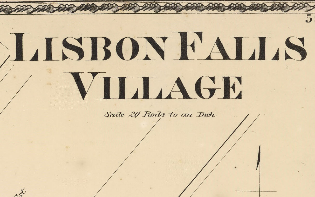 1873 Map of Lisbon Falls Village Maine