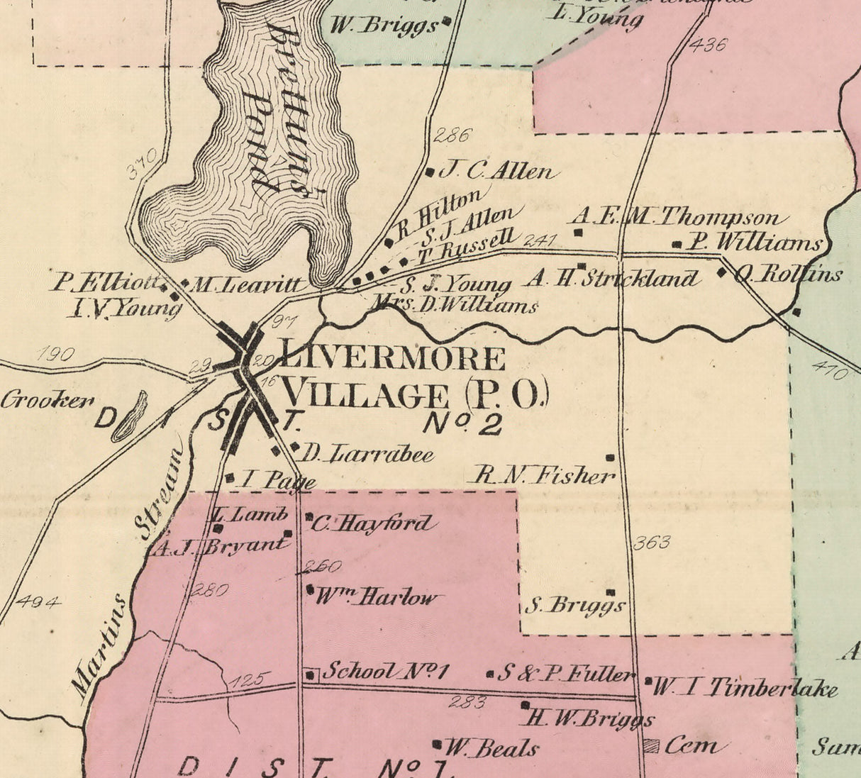 1873 Map of Livermore Township Androscoggin County Maine