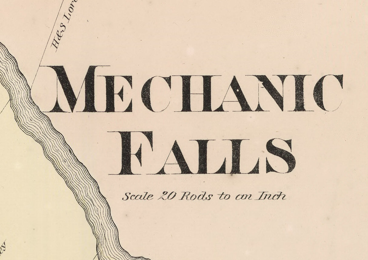 1873 Map of Mechanic Falls Androscoggin County Maine